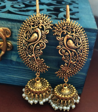 Gold Toned Contemporary Drop Earrings