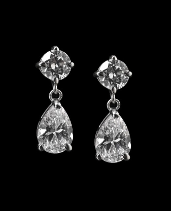 Sterling Silver Rhodium Plated Teardrop Shaped Contemporary Drop Earrings