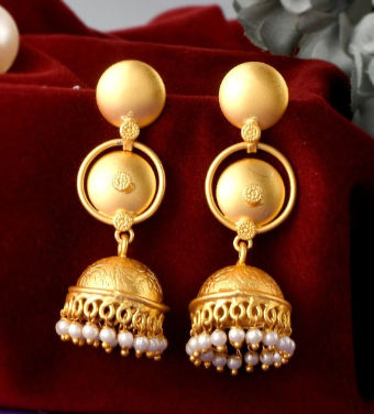 Gold Plated Beads Beaded Dome Shaped Jhumkas