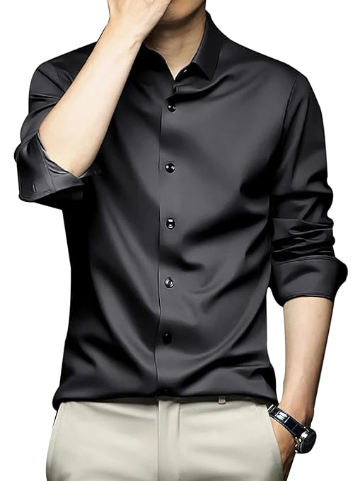 Regular Fit Full Sleeve Satin Silk Shirt For Men