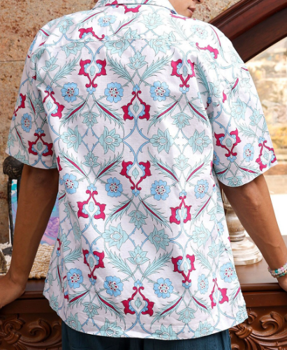 Floral Printed Cuban Collar Cotton Oversized Casual Shirt For Men